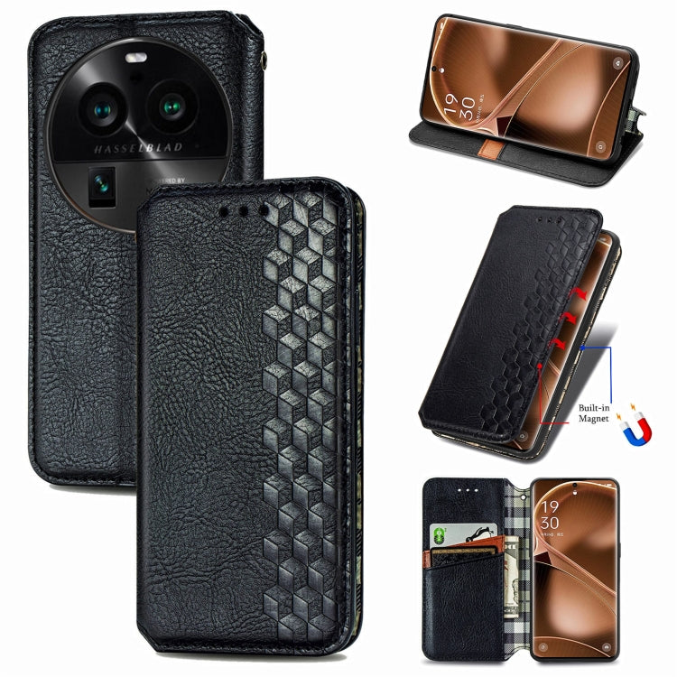Custodia per telefono in pelle magnetica pressata a griglia cubica, For OnePlus Nord CE 3 Lite, For OPPO Find X6 Pro, For OPPO Find X6, For Redmi Note 12 Turbo, For Nokia C32