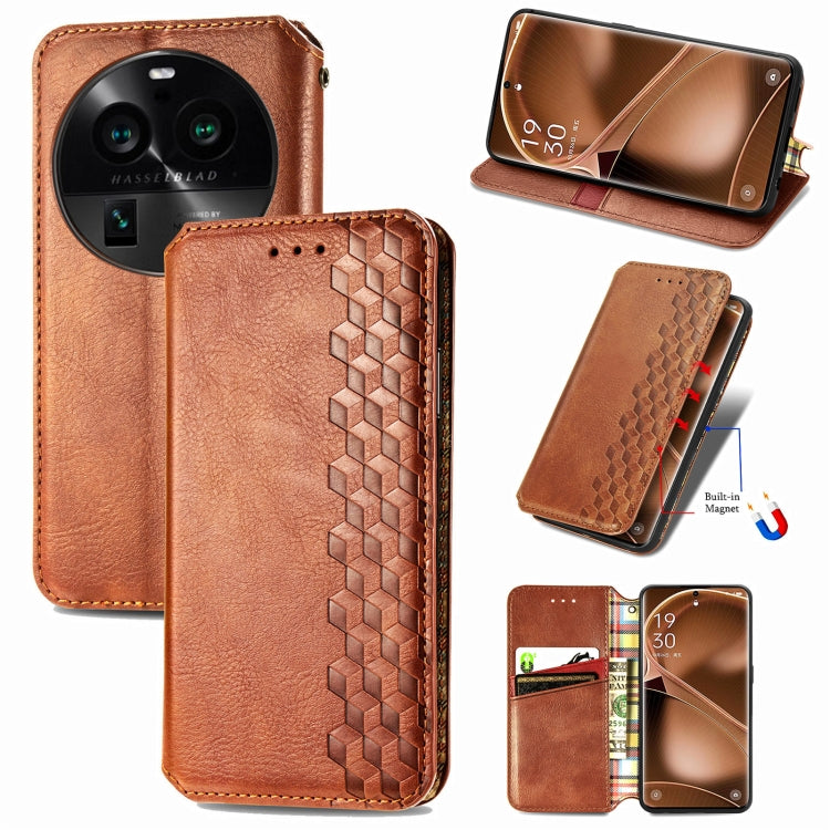 Custodia per telefono in pelle magnetica pressata a griglia cubica, For OnePlus Nord CE 3 Lite, For OPPO Find X6 Pro, For OPPO Find X6, For Redmi Note 12 Turbo, For Nokia C32
