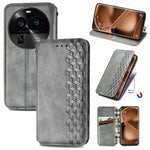 Custodia per telefono in pelle magnetica pressata a griglia cubica, For OnePlus Nord CE 3 Lite, For OPPO Find X6 Pro, For OPPO Find X6, For Redmi Note 12 Turbo, For Nokia C32
