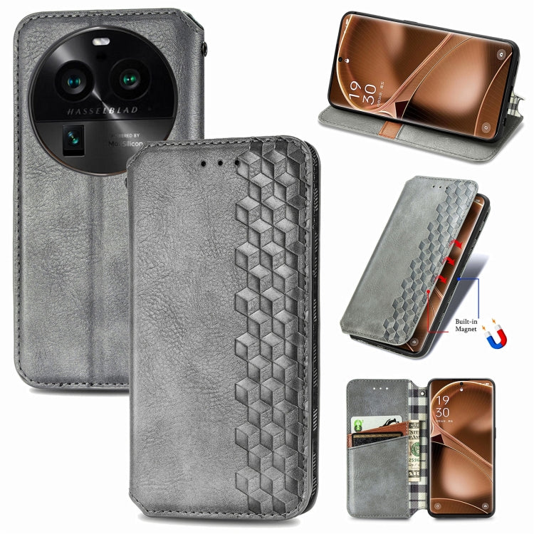 Custodia per telefono in pelle magnetica pressata a griglia cubica, For OnePlus Nord CE 3 Lite, For OPPO Find X6 Pro, For OPPO Find X6, For Redmi Note 12 Turbo, For Nokia C32