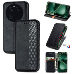 Custodia per telefono in pelle magnetica pressata a griglia cubica, For OnePlus Nord CE 3 Lite, For OPPO Find X6 Pro, For OPPO Find X6, For Redmi Note 12 Turbo, For Nokia C32