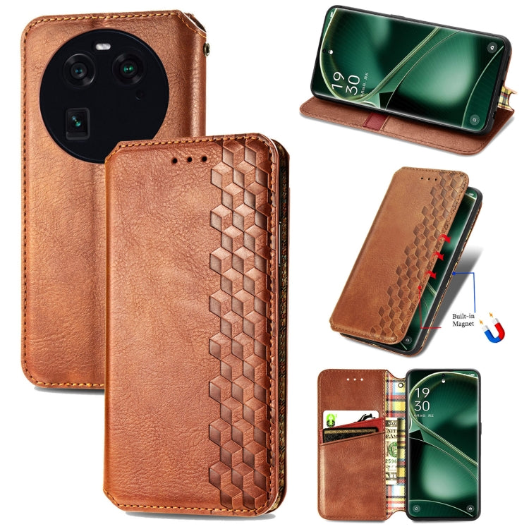 Custodia per telefono in pelle magnetica pressata a griglia cubica, For OnePlus Nord CE 3 Lite, For OPPO Find X6 Pro, For OPPO Find X6, For Redmi Note 12 Turbo, For Nokia C32