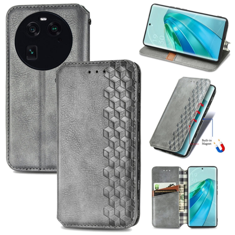 Custodia per telefono in pelle magnetica pressata a griglia cubica, For OnePlus Nord CE 3 Lite, For OPPO Find X6 Pro, For OPPO Find X6, For Redmi Note 12 Turbo, For Nokia C32