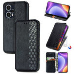 Custodia per telefono in pelle magnetica pressata a griglia cubica, For OnePlus Nord CE 3 Lite, For OPPO Find X6 Pro, For OPPO Find X6, For Redmi Note 12 Turbo, For Nokia C32