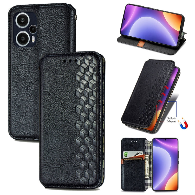 Custodia per telefono in pelle magnetica pressata a griglia cubica, For OnePlus Nord CE 3 Lite, For OPPO Find X6 Pro, For OPPO Find X6, For Redmi Note 12 Turbo, For Nokia C32