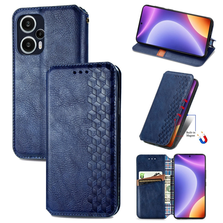 Custodia per telefono in pelle magnetica pressata a griglia cubica, For OnePlus Nord CE 3 Lite, For OPPO Find X6 Pro, For OPPO Find X6, For Redmi Note 12 Turbo, For Nokia C32