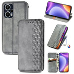 Custodia per telefono in pelle magnetica pressata a griglia cubica, For OnePlus Nord CE 3 Lite, For OPPO Find X6 Pro, For OPPO Find X6, For Redmi Note 12 Turbo, For Nokia C32