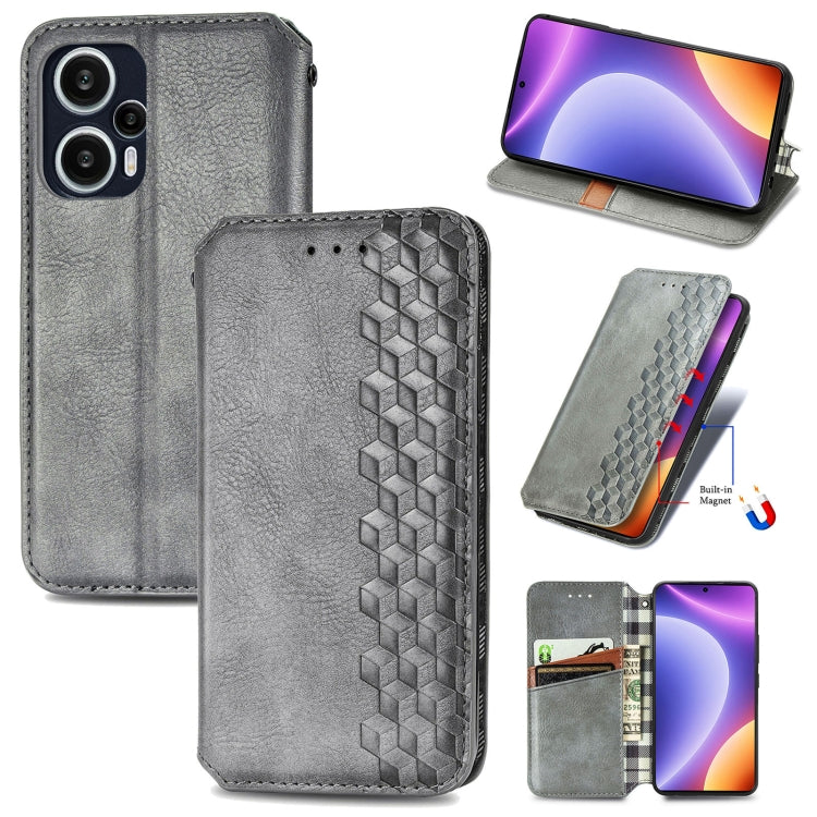 Custodia per telefono in pelle magnetica pressata a griglia cubica, For OnePlus Nord CE 3 Lite, For OPPO Find X6 Pro, For OPPO Find X6, For Redmi Note 12 Turbo, For Nokia C32