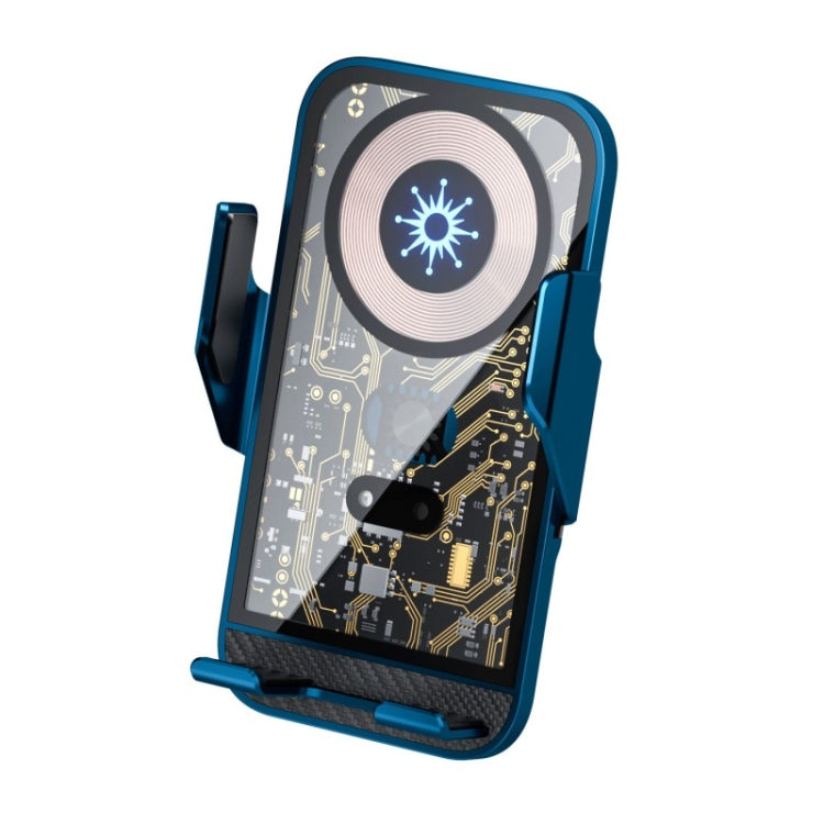 C10 Sensore a infrarossi per navigazione per auto Caricabatterie wireless trasparente Caricabatterie rapido da 15 W Supporto per telefono, C10 (Gray), C10 (Blue), C10 (Golden)