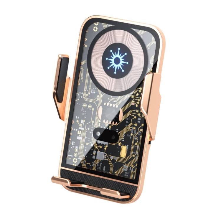 C10 Sensore a infrarossi per navigazione per auto Caricabatterie wireless trasparente Caricabatterie rapido da 15 W Supporto per telefono, C10 (Gray), C10 (Blue), C10 (Golden)