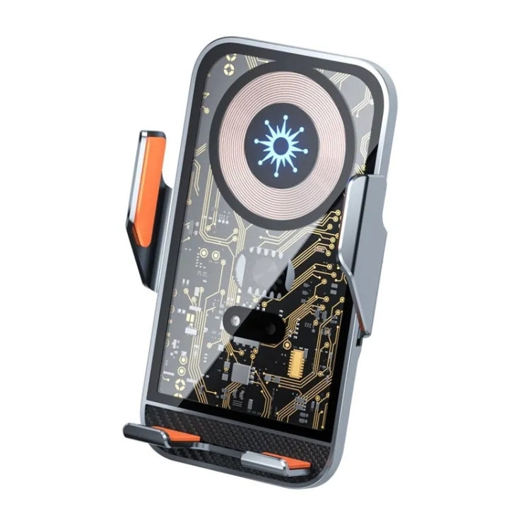 C10 Sensore a infrarossi per navigazione per auto Caricabatterie wireless trasparente Caricabatterie rapido da 15 W Supporto per telefono, C10 (Gray), C10 (Blue), C10 (Golden)