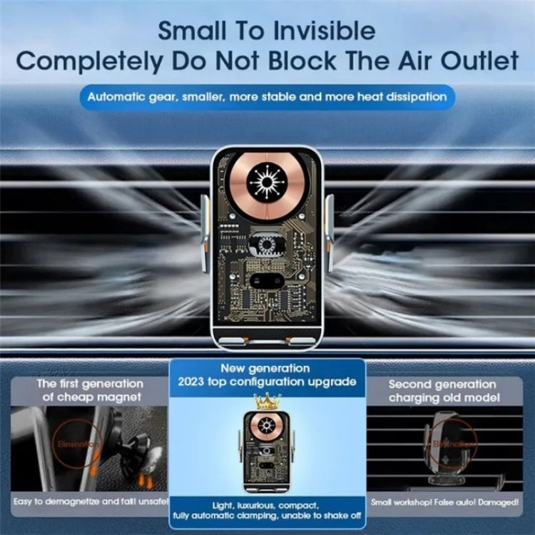 C10 Sensore a infrarossi per navigazione per auto Caricabatterie wireless trasparente Caricabatterie rapido da 15 W Supporto per telefono, C10 (Gray), C10 (Blue), C10 (Golden)
