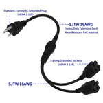 JUNSUNMAY US 1.6FT NEMA 5-15P Presa da 1 a 2 vie NEMA 5-15R SJT 16AWG Prolunga per cavo di alimentazione a 3 poli