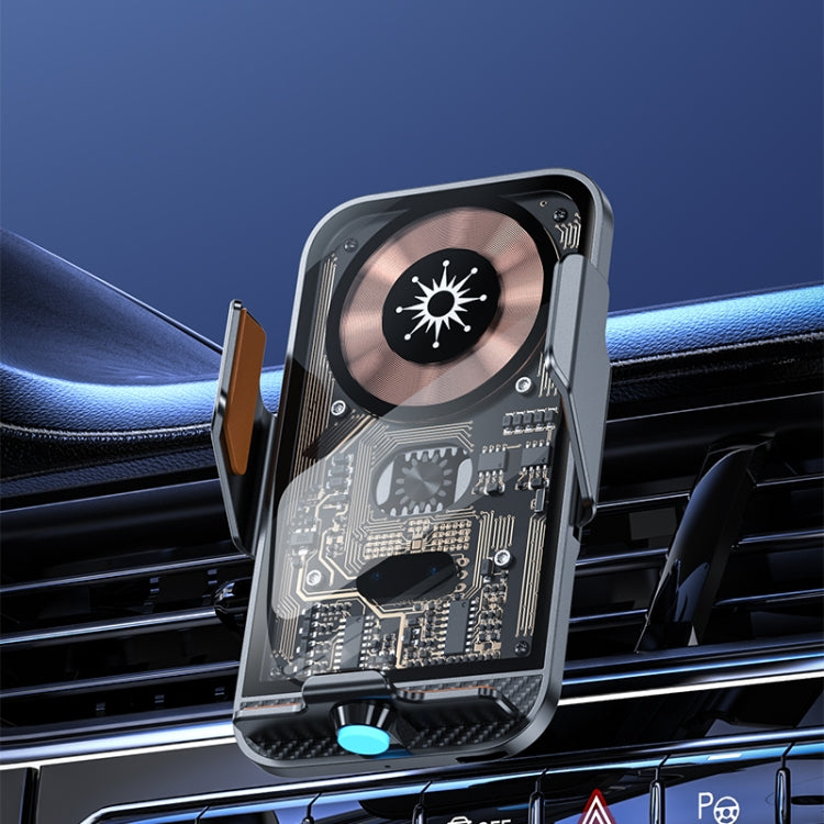 Supporto per caricabatterie wireless di tipo C trasparente aperto automaticamente da 15 W per auto C11, C11 (Gray), C11 (Blue), C11 (Gold)