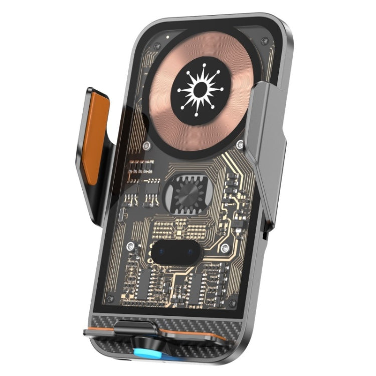 Supporto per caricabatterie wireless di tipo C trasparente aperto automaticamente da 15 W per auto C11, C11 (Gray), C11 (Blue), C11 (Gold)