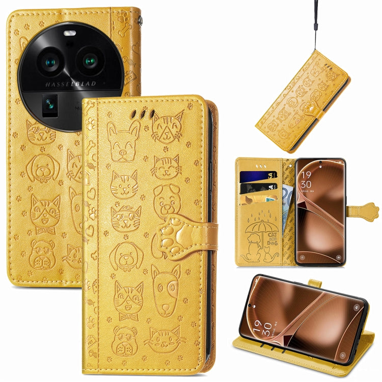 Custodia per telefono in pelle goffrata gatto e cane, For OnePlus Nord CE 3 Lite, For OPPO Find X6 Pro, For OPPO Find X6, For Nokia C32