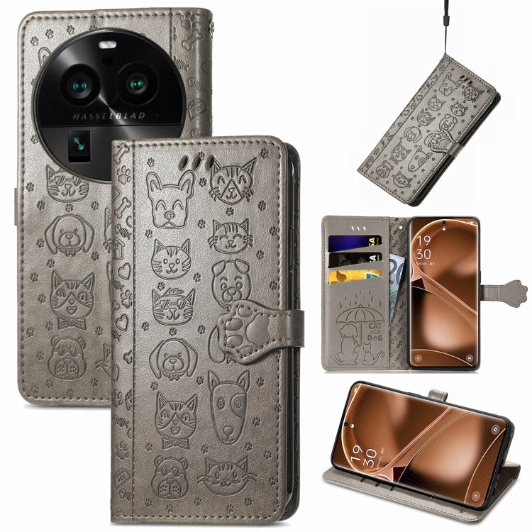 Custodia per telefono in pelle goffrata gatto e cane, For OnePlus Nord CE 3 Lite, For OPPO Find X6 Pro, For OPPO Find X6, For Nokia C32