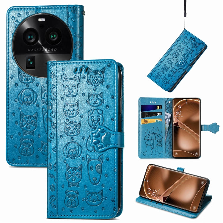 Custodia per telefono in pelle goffrata gatto e cane, For OnePlus Nord CE 3 Lite, For OPPO Find X6 Pro, For OPPO Find X6, For Nokia C32