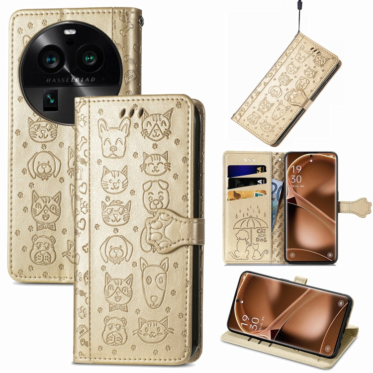 Custodia per telefono in pelle goffrata gatto e cane, For OnePlus Nord CE 3 Lite, For OPPO Find X6 Pro, For OPPO Find X6, For Nokia C32