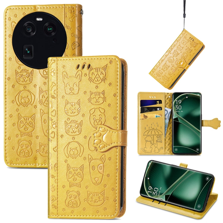 Custodia per telefono in pelle goffrata gatto e cane, For OnePlus Nord CE 3 Lite, For OPPO Find X6 Pro, For OPPO Find X6, For Nokia C32