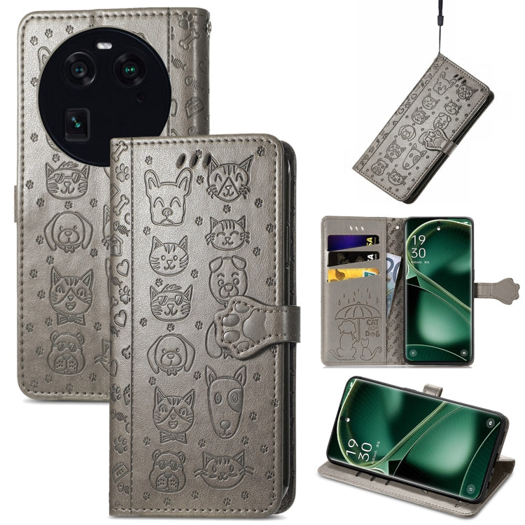 Custodia per telefono in pelle goffrata gatto e cane, For OnePlus Nord CE 3 Lite, For OPPO Find X6 Pro, For OPPO Find X6, For Nokia C32