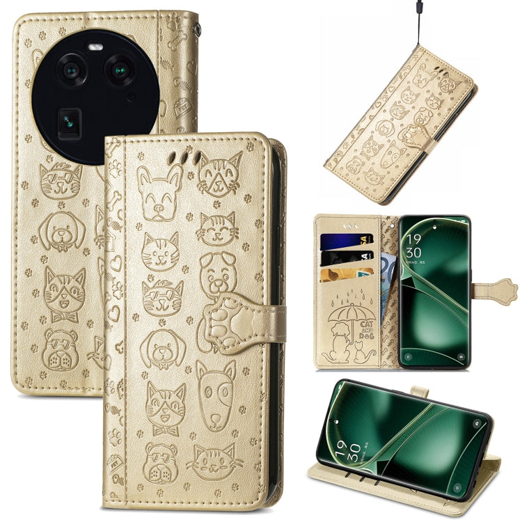 Custodia per telefono in pelle goffrata gatto e cane, For OnePlus Nord CE 3 Lite, For OPPO Find X6 Pro, For OPPO Find X6, For Nokia C32