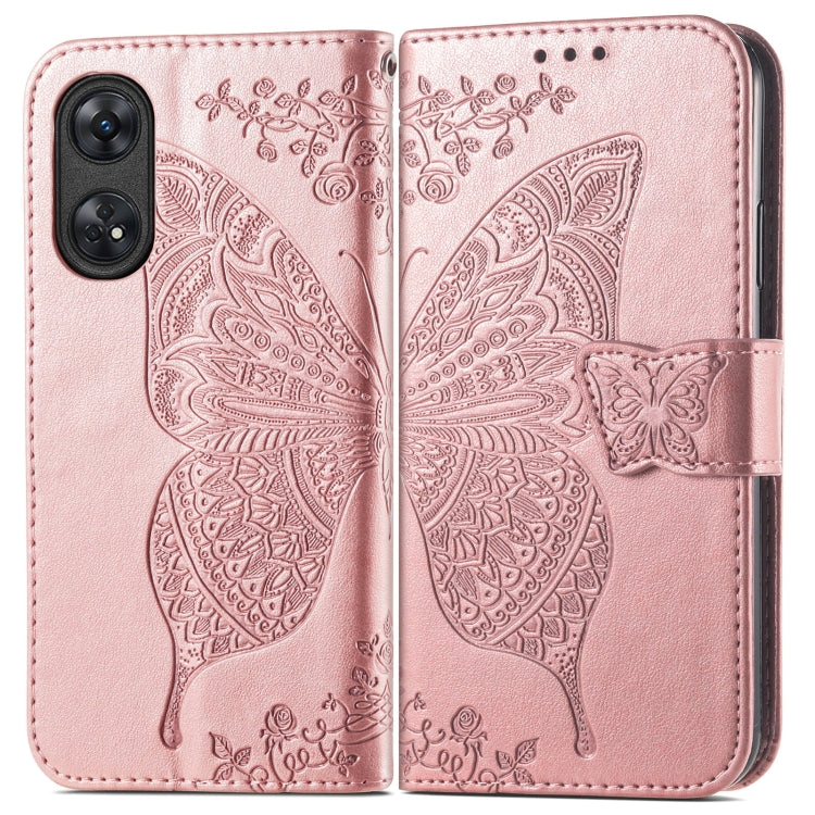 Custodia per telefono in pelle goffrata farfalla amore fiore, For OPPO Reno8 T 4G, For Honor 9C