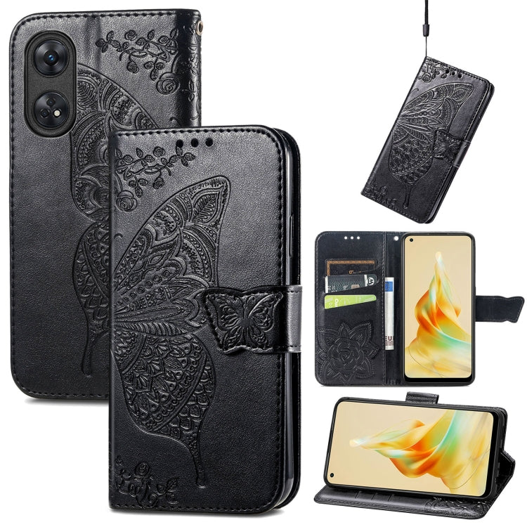 Custodia per telefono in pelle goffrata farfalla amore fiore, For OPPO Reno8 T 4G, For Honor 9C