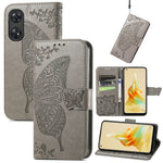 Custodia per telefono in pelle goffrata farfalla amore fiore, For OPPO Reno8 T 4G, For Honor 9C