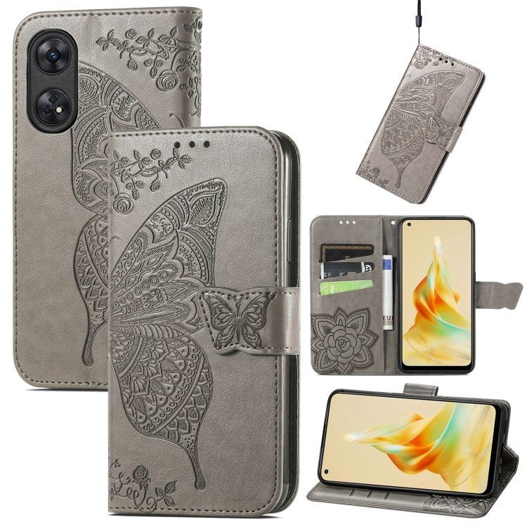 Custodia per telefono in pelle goffrata farfalla amore fiore, For OPPO Reno8 T 4G, For Honor 9C