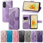 Custodia per telefono in pelle goffrata farfalla amore fiore, For OPPO Reno8 T 4G, For Honor 9C