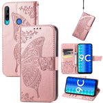 Custodia per telefono in pelle goffrata farfalla amore fiore, For OPPO Reno8 T 4G, For Honor 9C