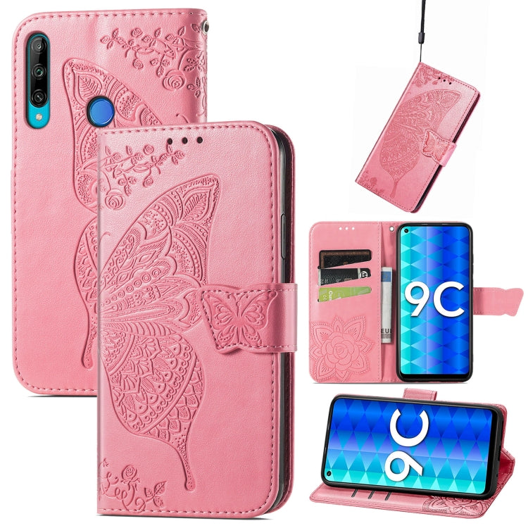 Custodia per telefono in pelle goffrata farfalla amore fiore, For OPPO Reno8 T 4G, For Honor 9C