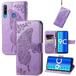Custodia per telefono in pelle goffrata farfalla amore fiore, For OPPO Reno8 T 4G, For Honor 9C