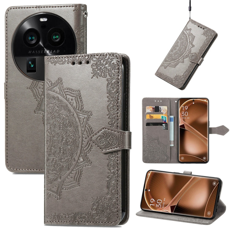 Custodia per telefono in pelle goffrata fiore mandala, For Motorola Moto X40, For OnePlus Nord CE 3 Lite, For OPPO Find X6 Pro, For OPPO Find X6