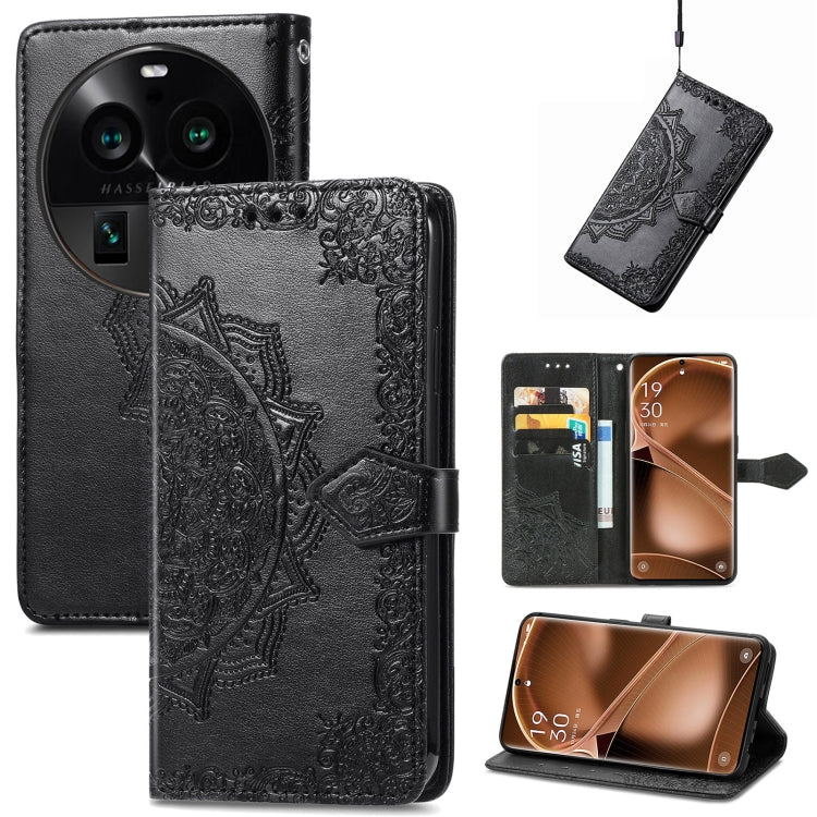 Custodia per telefono in pelle goffrata fiore mandala, For Motorola Moto X40, For OnePlus Nord CE 3 Lite, For OPPO Find X6 Pro, For OPPO Find X6