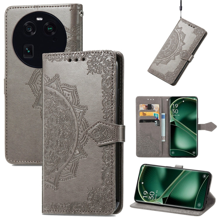 Custodia per telefono in pelle goffrata fiore mandala, For Motorola Moto X40, For OnePlus Nord CE 3 Lite, For OPPO Find X6 Pro, For OPPO Find X6
