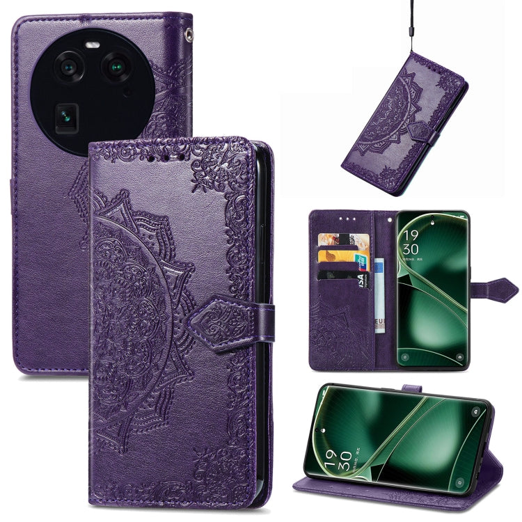Custodia per telefono in pelle goffrata fiore mandala, For Motorola Moto X40, For OnePlus Nord CE 3 Lite, For OPPO Find X6 Pro, For OPPO Find X6