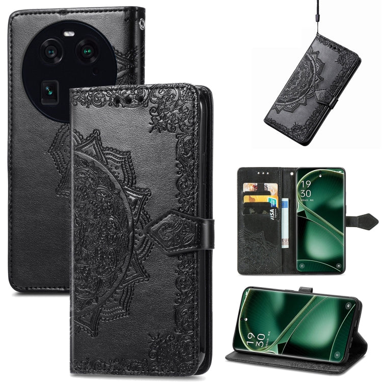 Custodia per telefono in pelle goffrata fiore mandala, For Motorola Moto X40, For OnePlus Nord CE 3 Lite, For OPPO Find X6 Pro, For OPPO Find X6