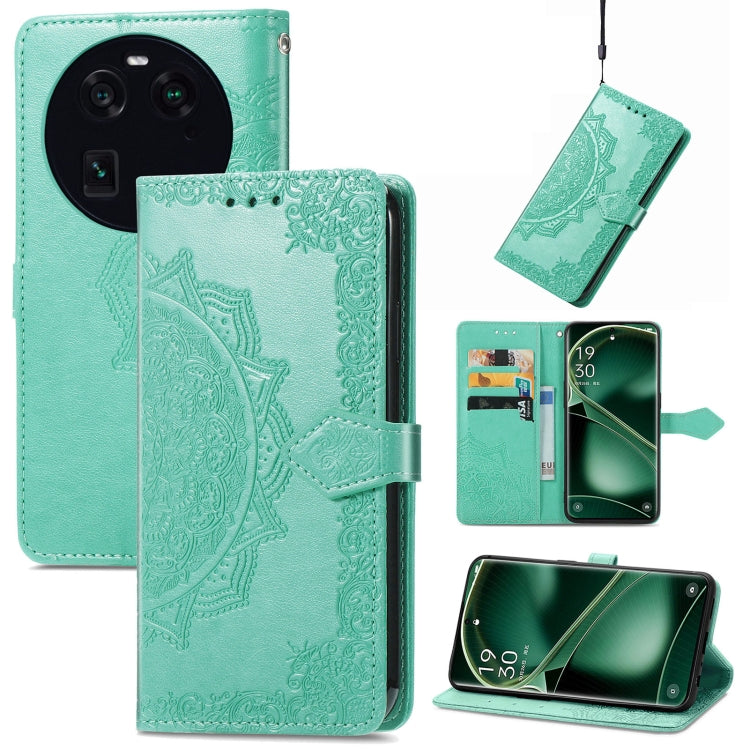 Custodia per telefono in pelle goffrata fiore mandala, For Motorola Moto X40, For OnePlus Nord CE 3 Lite, For OPPO Find X6 Pro, For OPPO Find X6