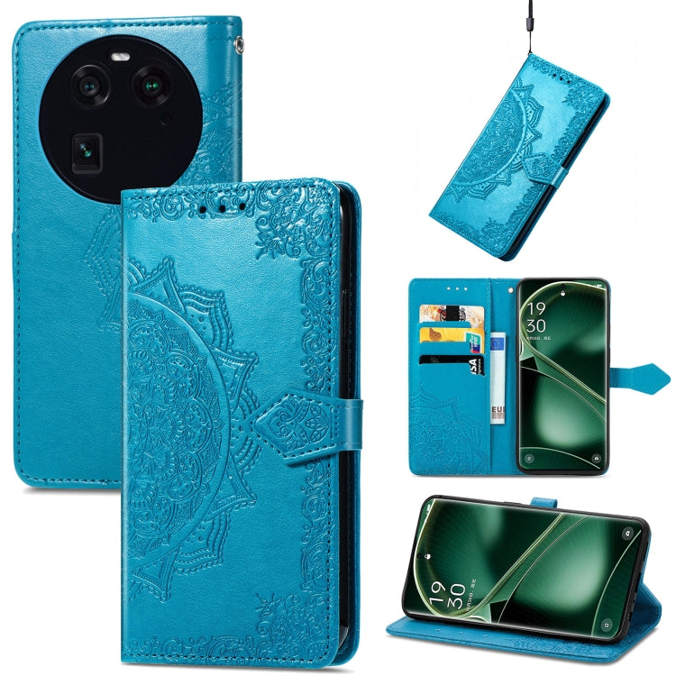 Custodia per telefono in pelle goffrata fiore mandala, For Motorola Moto X40, For OnePlus Nord CE 3 Lite, For OPPO Find X6 Pro, For OPPO Find X6