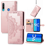 Custodia per telefono in pelle goffrata fiore mandala, For Honor 9C