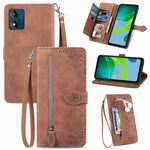 Custodia per telefono in pelle con cerniera fiore in rilievo, For Motorola Moto E13, For Motorola Moto G23, For OnePlus Nord CE 3 Lite, For OPPO Find X6 Pro