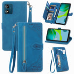 Custodia per telefono in pelle con cerniera fiore in rilievo, For Motorola Moto E13, For Motorola Moto G23, For OnePlus Nord CE 3 Lite, For OPPO Find X6 Pro
