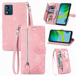 Custodia per telefono in pelle con cerniera fiore in rilievo, For Motorola Moto E13, For Motorola Moto G23, For OnePlus Nord CE 3 Lite, For OPPO Find X6 Pro