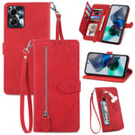 Custodia per telefono in pelle con cerniera fiore in rilievo, For Motorola Moto E13, For Motorola Moto G23, For OnePlus Nord CE 3 Lite, For OPPO Find X6 Pro