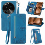 Custodia per telefono in pelle con cerniera fiore in rilievo, For Motorola Moto E13, For Motorola Moto G23, For OnePlus Nord CE 3 Lite, For OPPO Find X6 Pro