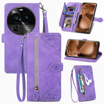 Custodia per telefono in pelle con cerniera fiore in rilievo, For Motorola Moto E13, For Motorola Moto G23, For OnePlus Nord CE 3 Lite, For OPPO Find X6 Pro