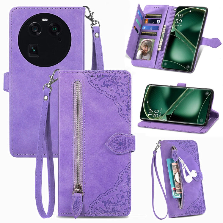 Custodia per telefono in pelle con cerniera fiore in rilievo, For OPPO Find X6, For Redmi Note 12 Pro 4G Global, For Redmi Note 12 4G Global, For Redmi Note 12 Turbo