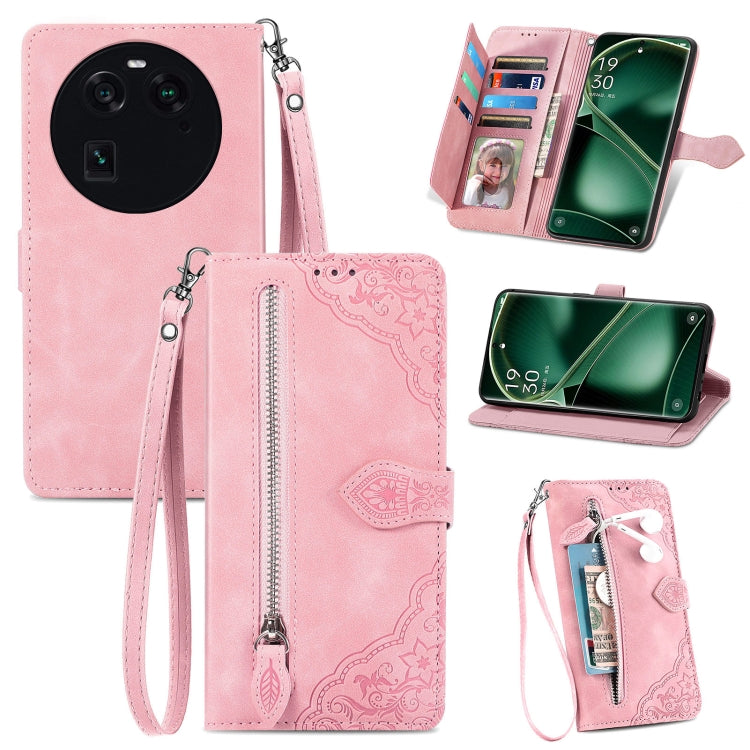 Custodia per telefono in pelle con cerniera fiore in rilievo, For OPPO Find X6, For Redmi Note 12 Pro 4G Global, For Redmi Note 12 4G Global, For Redmi Note 12 Turbo